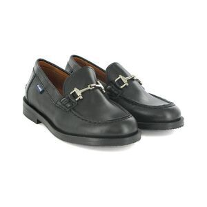 Atlanta Moccasin Buckle Leather Loafer, Black